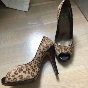 Saks Fifth Avenue Animal print platform heels.